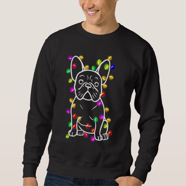 Sweatshirt French Bulldog Christmas Lights Décorations d'arbr (Devant)