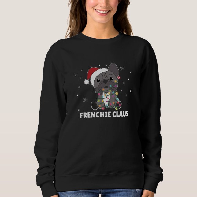 Sweatshirt French Bulldog jeu de Noël FRENCHIE CLAUS (Devant)