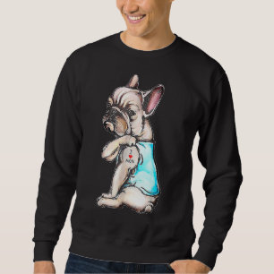 Sweatshirt French Bulldog Tattoo I Love Mom Chien Fête des mè