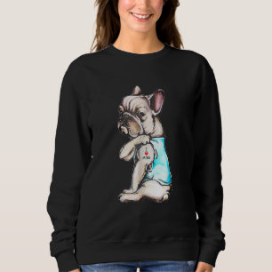 Sweatshirt French Bulldog Tattoo I Love Mom Chien Fête des mè