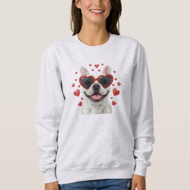 Sweatshirt French Bulldog Valentine Dog Portrait Illustration (Devant)
