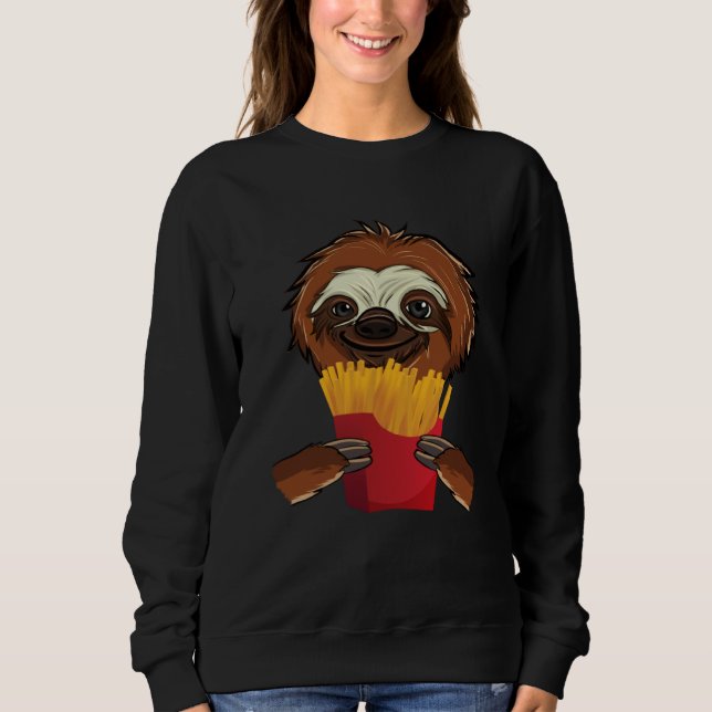 Sweatshirt French Fries  Cute Giant Sloth Mania Unique (Devant)