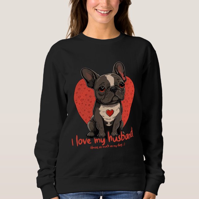 Sweatshirt Frenchbulldog with Heartdecoration  Valentinesday (Devant)