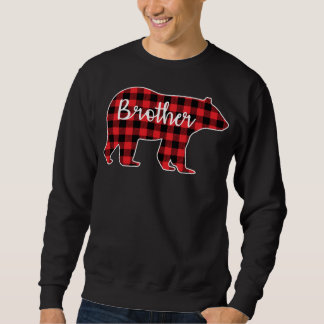 Sweatshirt Frère Ours Rouge Plaid Design Famille Correspondan