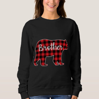 Sweatshirt Frère Ours Rouge Plaid Design Famille Correspondan