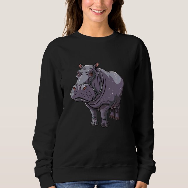 Sweatshirt Friendly Hippopotamus Cartoon Hippo (Devant)