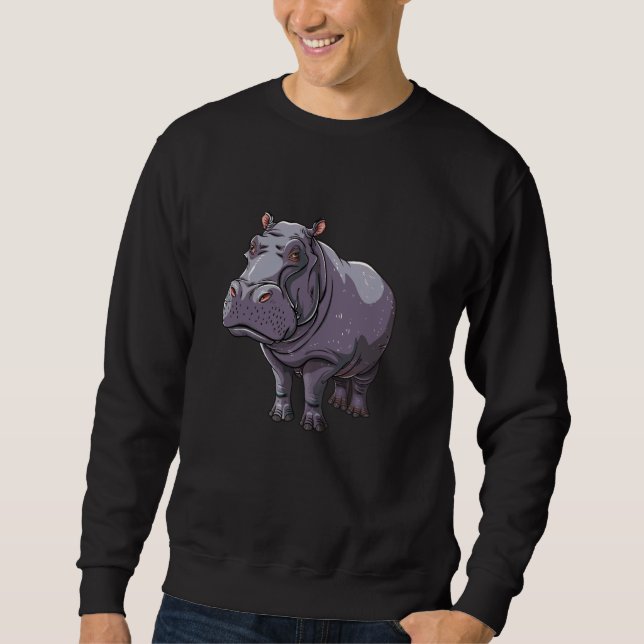 Sweatshirt Friendly Hippopotamus Cartoon Hippo (Devant)