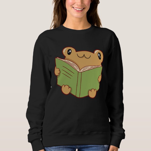 Sweatshirt frog reading book (Devant)