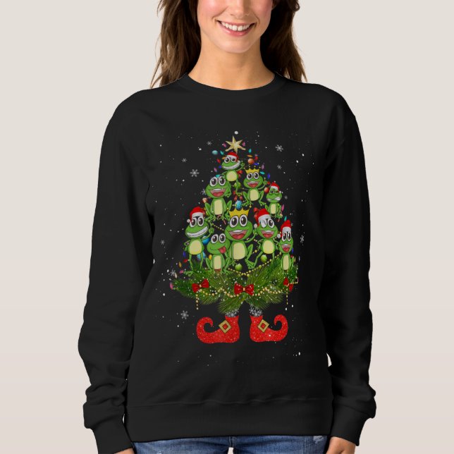 Sweatshirt Frogs Christmas Tree Lights Funny Santa Hat Lover (Devant)