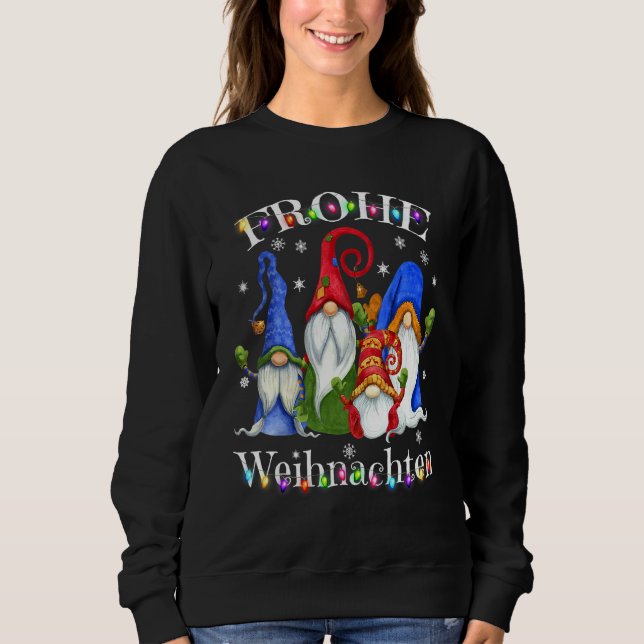 Sweatshirt Frohe Weihnachten Allemand Gnome Décoration de Noë (Devant)