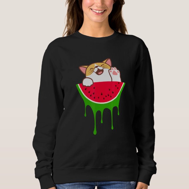 Sweatshirt Fruit d'été de chat de pastèque (Devant)