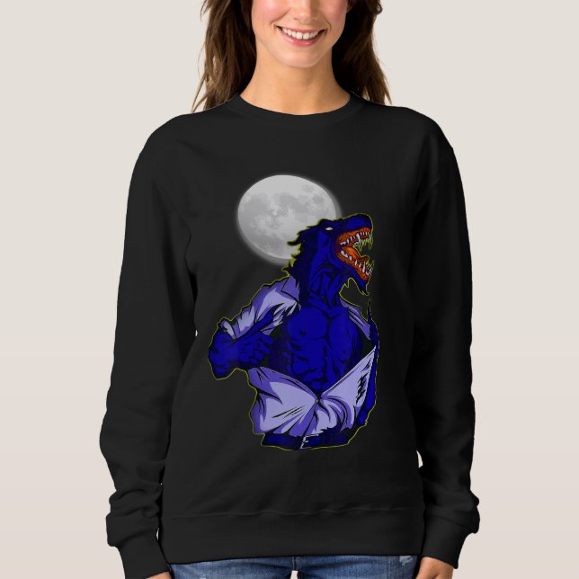 Sweatshirt Full moon transforms wild wolf scary jungle world (Devant)