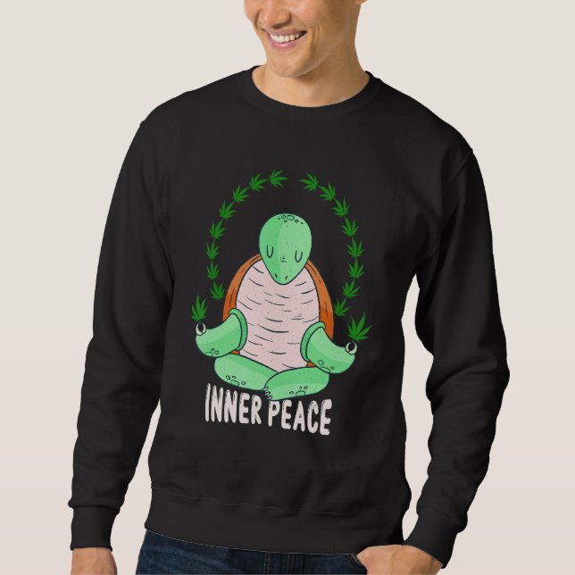 Sweatshirt Fumer les mauvaises herbes animales Tortue et mauv (Devant)