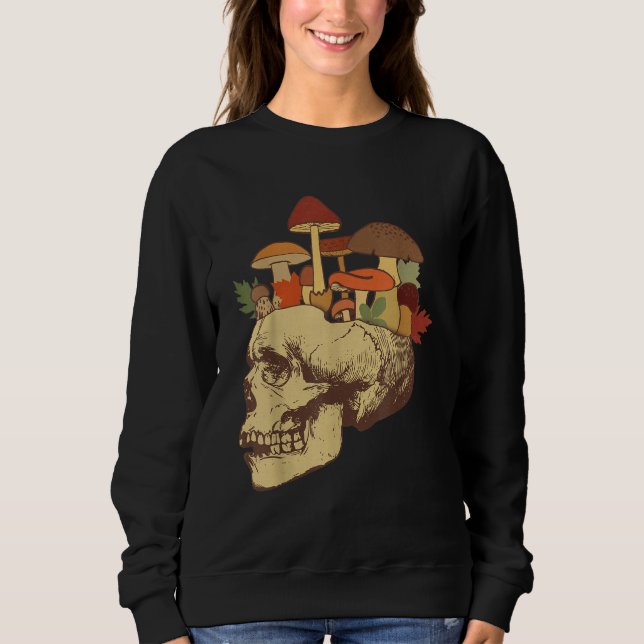 Sweatshirt Fungus Magic Psilocybin Mushrooms Skull Face Hippi (Devant)