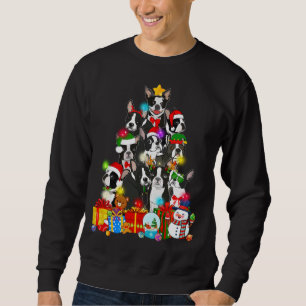 Sweatshirt Funky Boston Terrier Feux d'arbre de Noël Chiot D