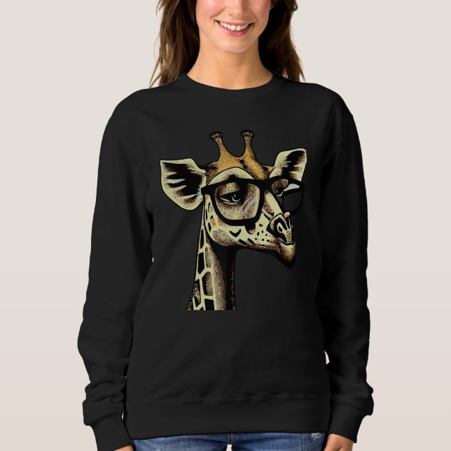Sweatshirt Funky Giraffe with Attitude and Glasses Stylish Fu (Devant)