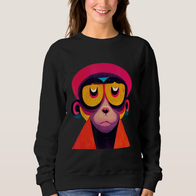Sweatshirt Funky Munky Hipster Monkey (Devant)