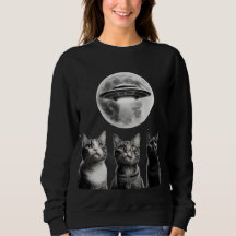 Funny 3 chats effrayés Lune UFO Alien Earth Invasi