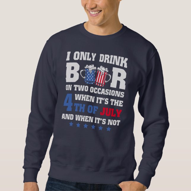 Sweatshirt Funny 4th of July Beer American USA Flag Beer (Devant)