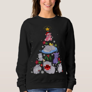 Sweatshirt Funny arbre de Noël hippo   Hippopotame de Noël