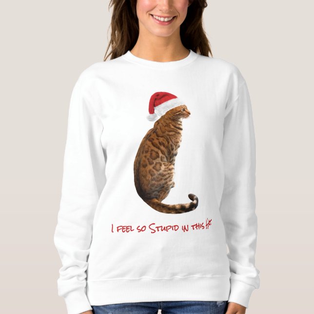 Sweatshirt Funny Bengal Chat dans Santa Hat Cadeau de Noël (Devant)