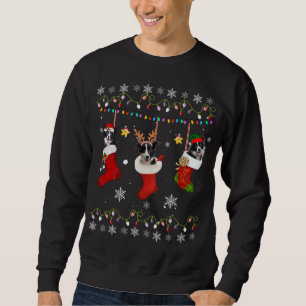 Sweatshirt Funny Bordure Collie Chaussettes de Noël Lumières