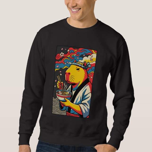 Sweatshirt Funny Capybara Eating Ramen Japanese Noodles Lover (Devant)