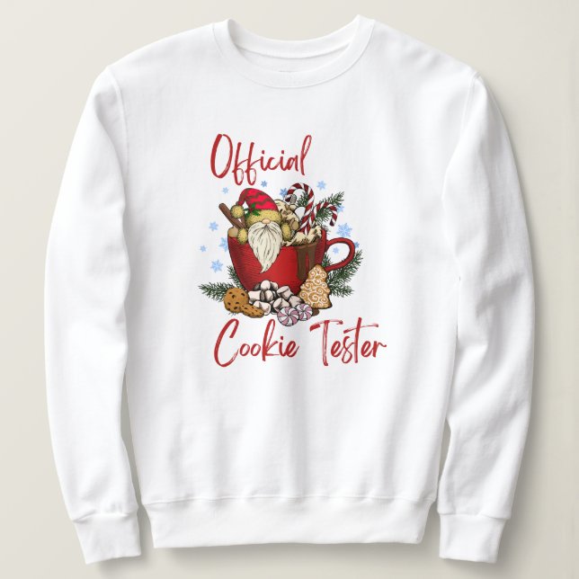 Sweatshirt Funny Christmas cookie officiel testeur festif (Design devant)