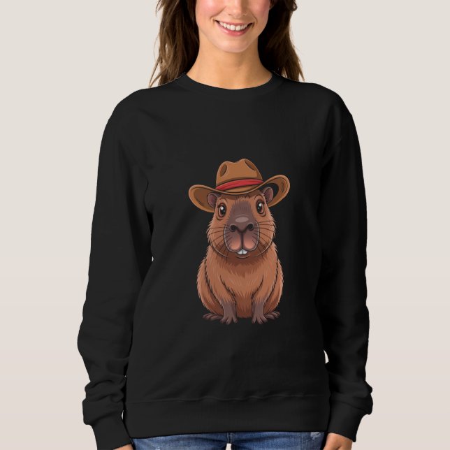 Sweatshirt Funny Cowboy Capybara Kids Retro Graphic (Devant)