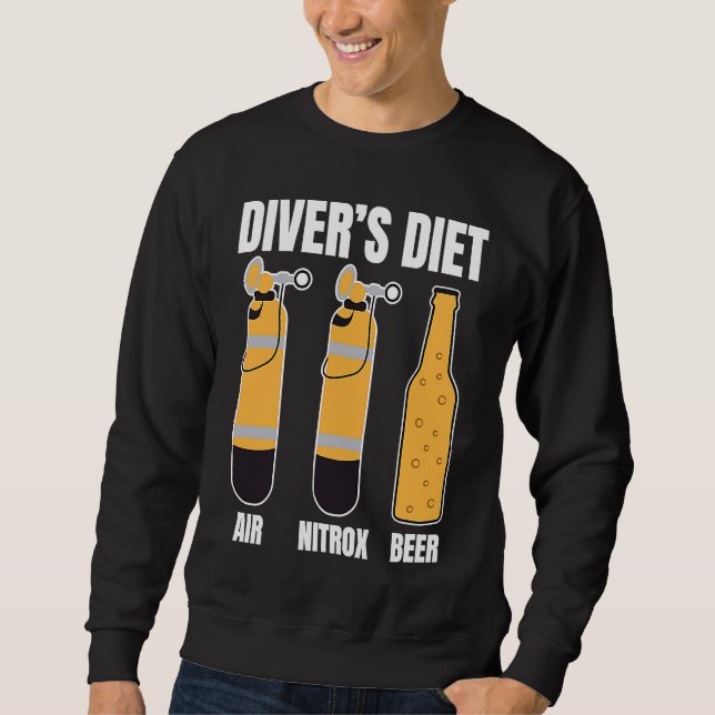 Sweatshirt Funny Diver Diet Beer Diving Water Sports T (Devant)