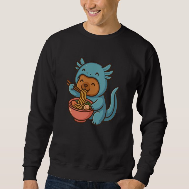 Sweatshirt Funny Kawaii Axolotl and Capybara Eating Ramen Ani (Devant)