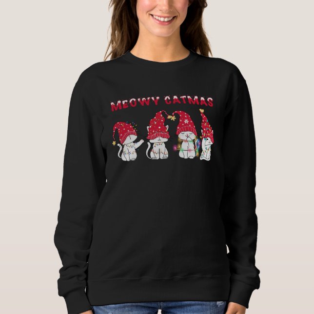 Sweatshirt Funny Meowy Catmas Xmas Cat Tree Light Christmas K (Devant)