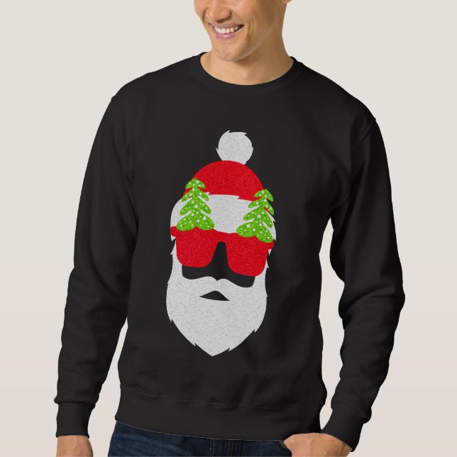 Sweatshirt Funny Père Noël avec lunettes de soleil de Noël (Devant)