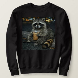 Sweatshirt Funny Raccoon Drinking Iced Coffee — Cute Animal 