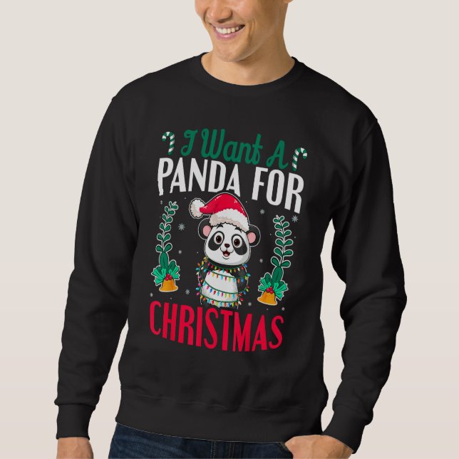 Sweatshirt Funny Santa Panda Lover - I Want A Panda For Chris (Devant)