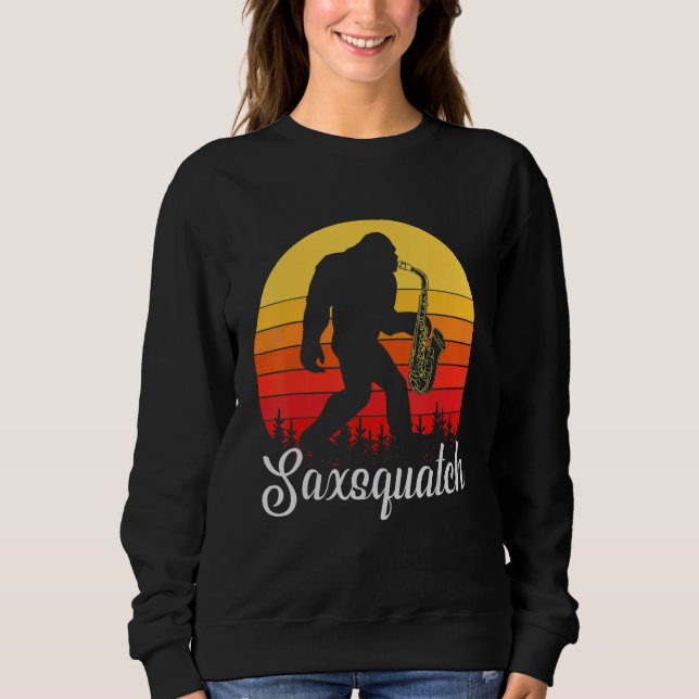 Sweatshirt Funny Saxophone Design, Saxsquatch, Sci-Fi Woodwin (Devant)