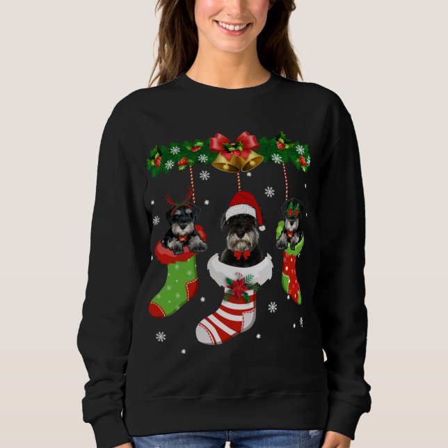 Sweatshirt Funny Schnauzer Christmas Tree Socks Dog Lover Xma (Devant)
