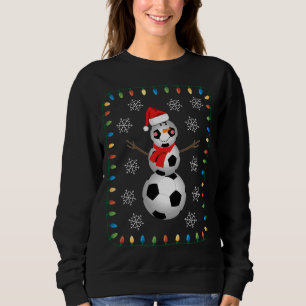 Sweatshirt Funny Soccer Ball Snowman Santa Hat Scarf Christma