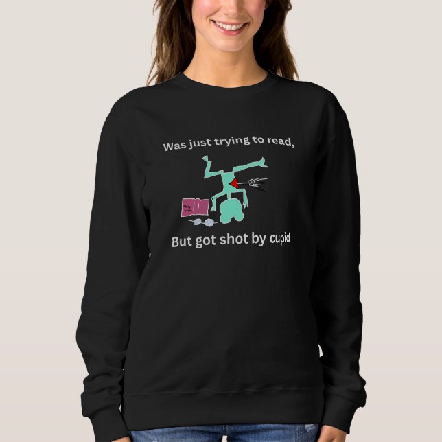 Sweatshirt Funny valentine booklovers frog   (Devant)