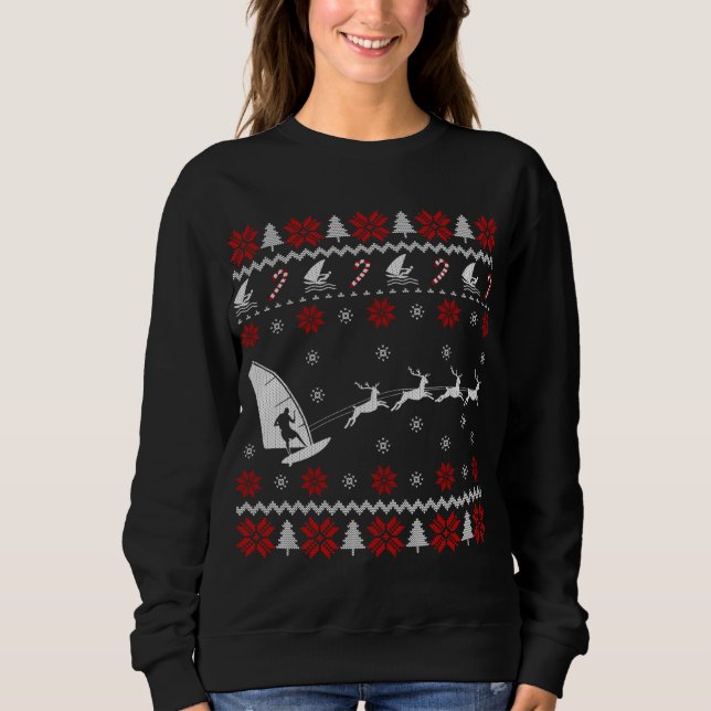 Sweatshirt Funny Windsurfing Reindeer laide doux de Noël (Devant)