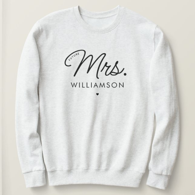 Sweatshirt Futur Élégant Personnalisé Mme Fiançailles Moderne (Design devant)