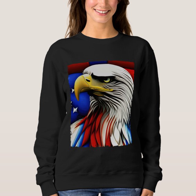 Sweatshirt Futuristic American Bald Eagle USA Flag 4th of Jul (Devant)