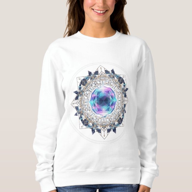 Sweatshirt Futuristic Crystal Mandala – Geometric Tech Art (Devant)