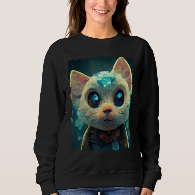 Sweatshirt Fuuny Crystal Stone Cat (Devant)