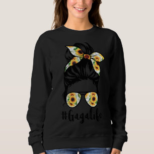 Sweatshirt Gaga Life Messy Cheveux Bun Sunflower Femmes Mère