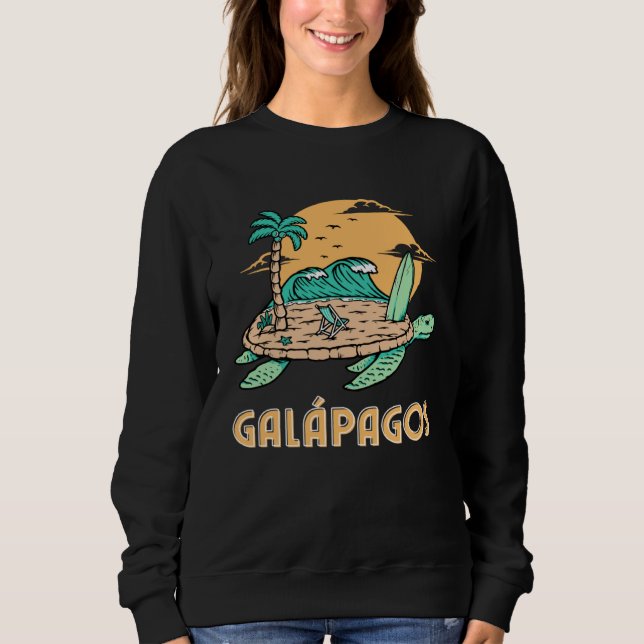 Sweatshirt Galapagos Islands Sea Turtle Surfing Beach (Devant)