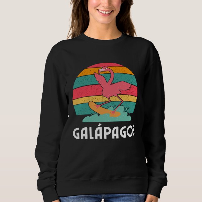 Sweatshirt Galapagos Souvenir Flamingo Surfing (Devant)