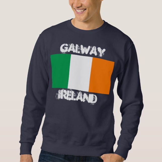Sweatshirt Galway, Irlande avec le drapeau irlandais (Devant)