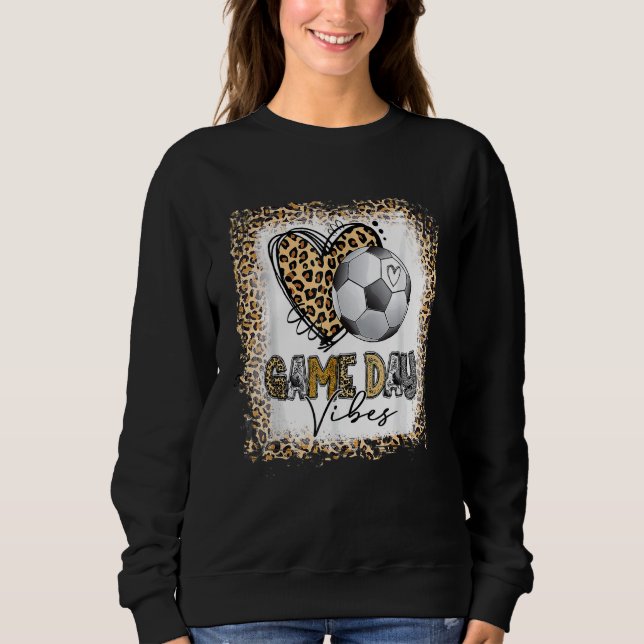 Sweatshirt Game Day Vibes America Soccer Mom Women Leopard Bl (Devant)