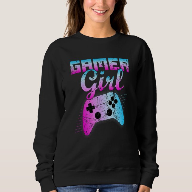 Sweatshirt Gamer Girl Cool de jeu vidéo contrôleur Retro (Devant)